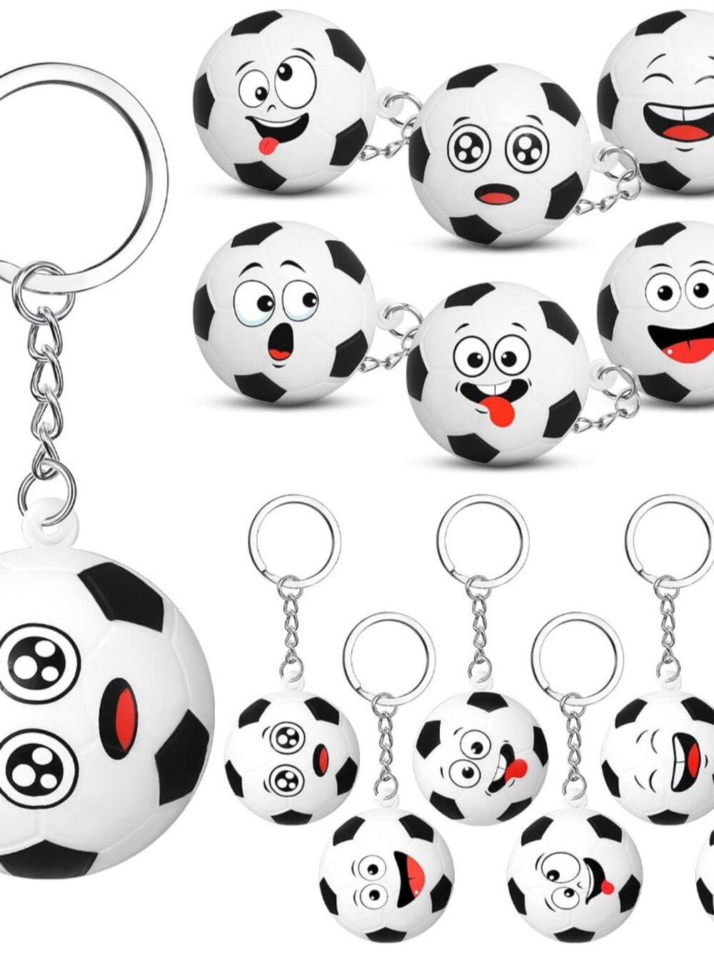 12 Pcs Mini Funny Sensory Toy Keychain, Soccer